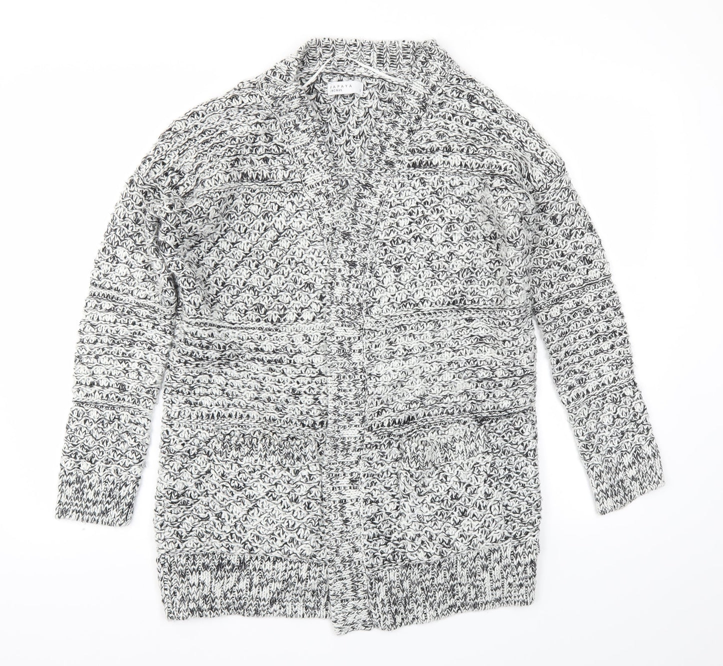Womens UK Size S Papaya Grey Cardigan Jumper