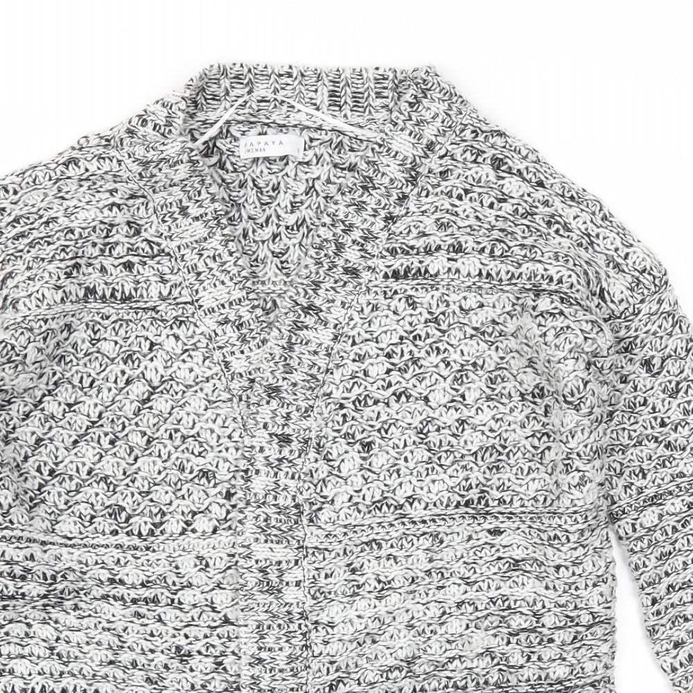 Womens UK Size S Papaya Grey Cardigan Jumper