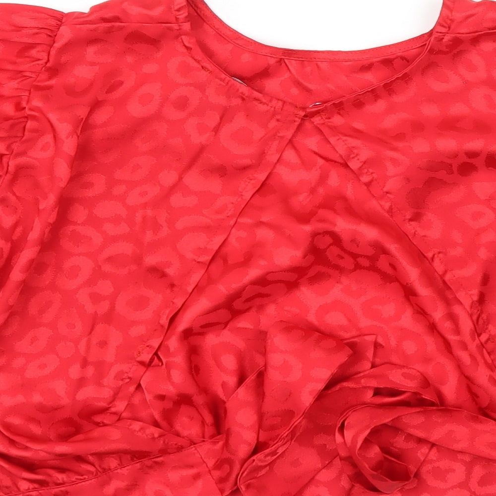 Womens UK Size 12 New Look Red Basic Blouse