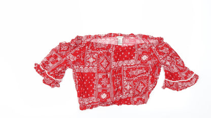 FOREVER 21 Womens Red Argyle/Diamond  Basic T-Shirt Size M