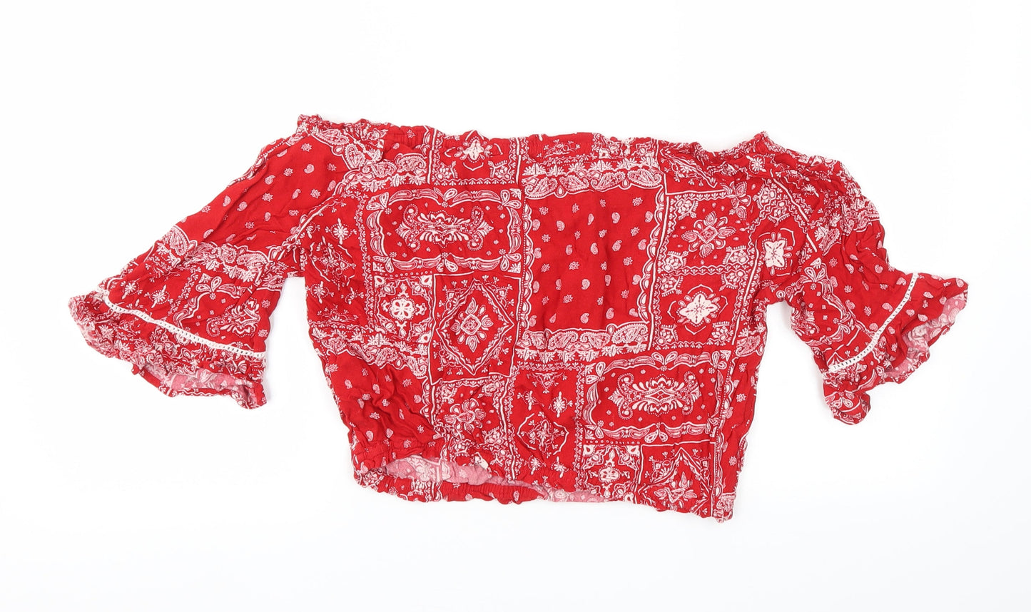 FOREVER 21 Womens Red Argyle/Diamond  Basic T-Shirt Size M