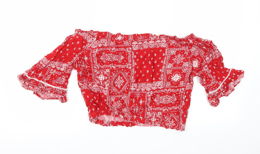 FOREVER 21 Womens Red Argyle/Diamond  Basic T-Shirt Size M