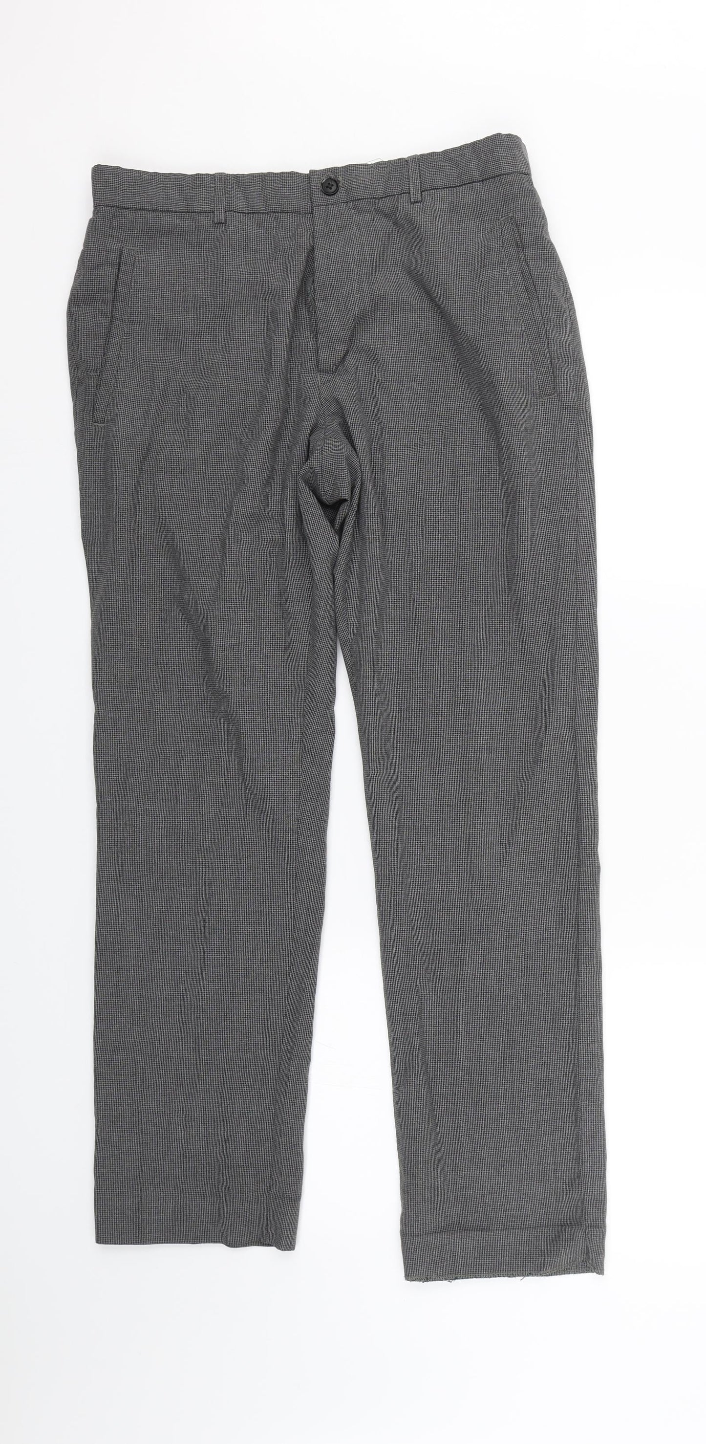 Matalam Mens Grey Houndstooth  Trousers  Size 30 in L24 in