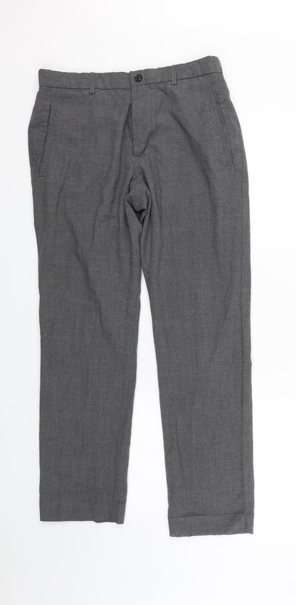 Matalam Mens Grey Houndstooth  Trousers  Size 30 in L24 in