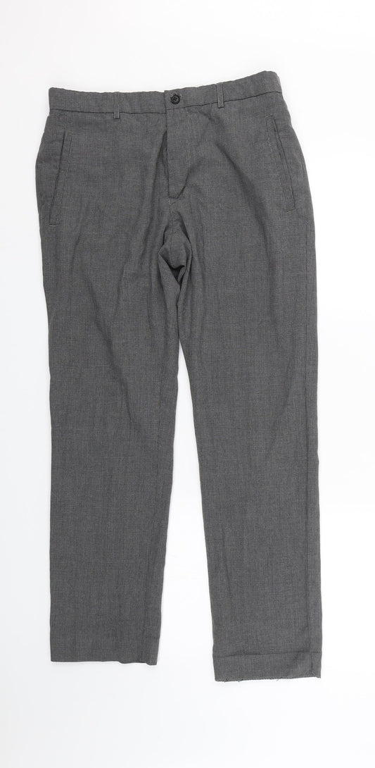 Matalam Mens Grey Houndstooth  Trousers  Size 30 in L24 in