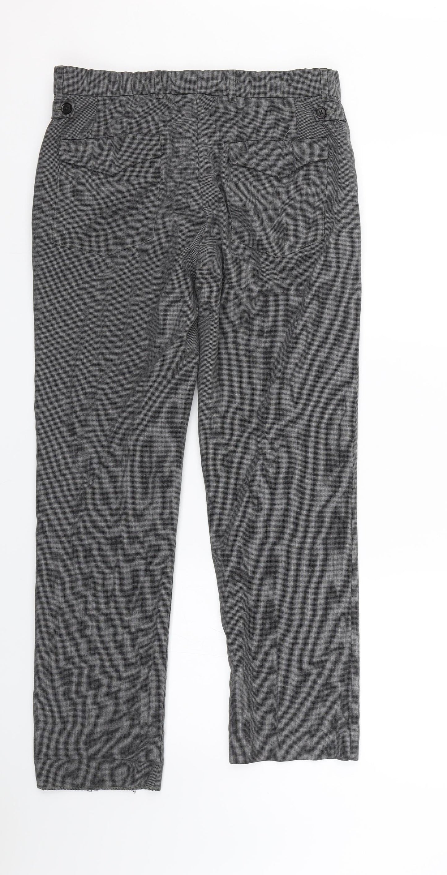 Matalam Mens Grey Houndstooth  Trousers  Size 30 in L24 in