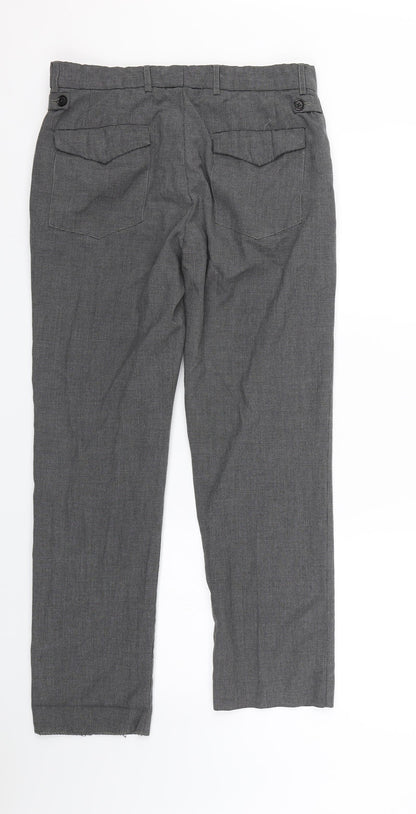 Matalam Mens Grey Houndstooth  Trousers  Size 30 in L24 in