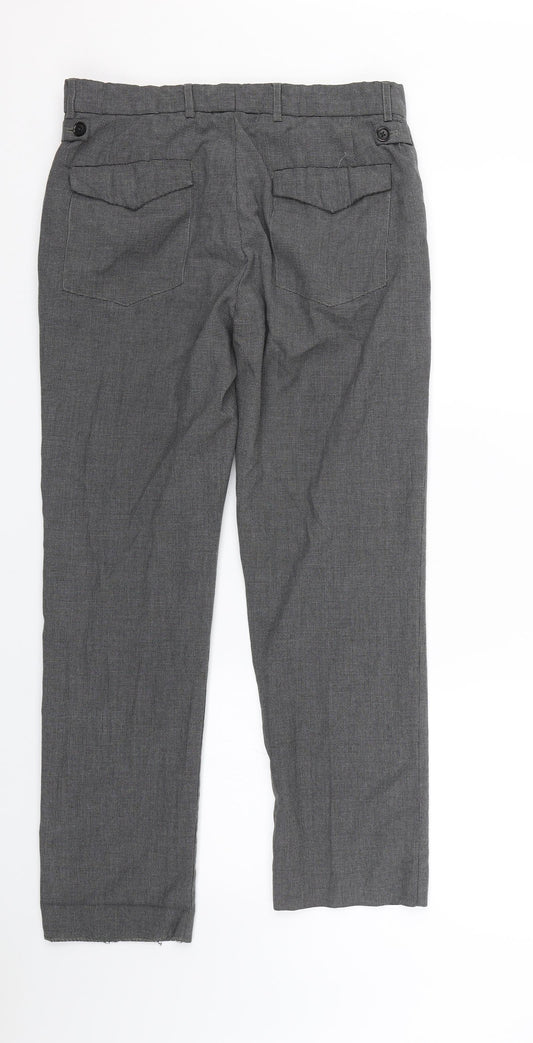 Matalam Mens Grey Houndstooth  Trousers  Size 30 in L24 in