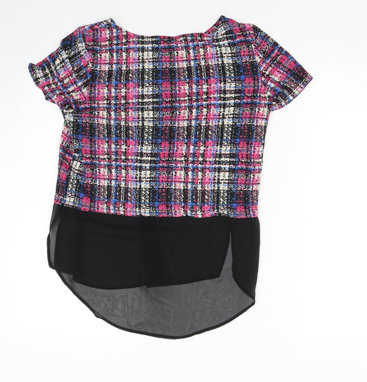 George Womens Pink Check  Basic T-Shirt Size 10