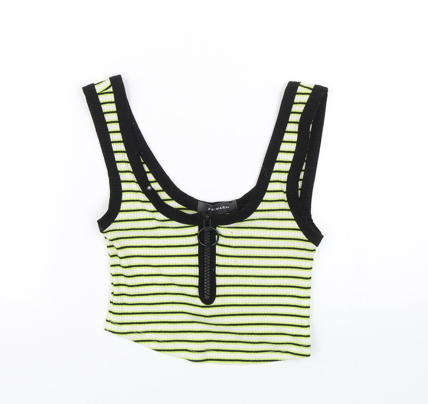 Primark Womens Green Striped  Cropped Tank Size 2XS