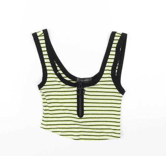 Primark Womens Green Striped  Cropped Tank Size 2XS