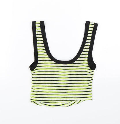 Primark Womens Green Striped  Cropped Tank Size 2XS