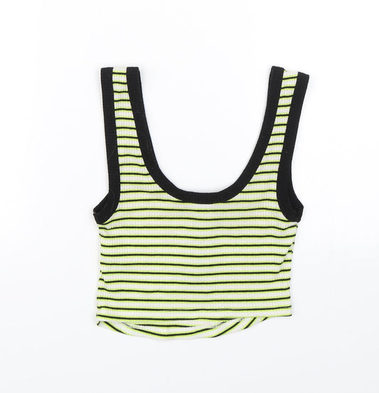 Primark Womens Green Striped  Cropped Tank Size 2XS