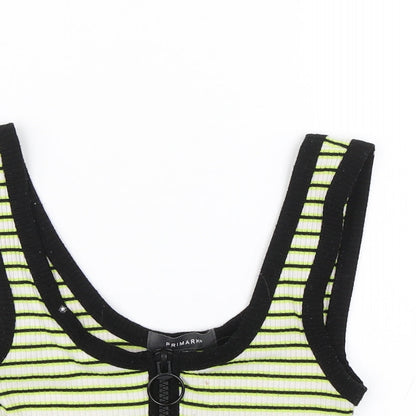 Primark Womens Green Striped  Cropped Tank Size 2XS