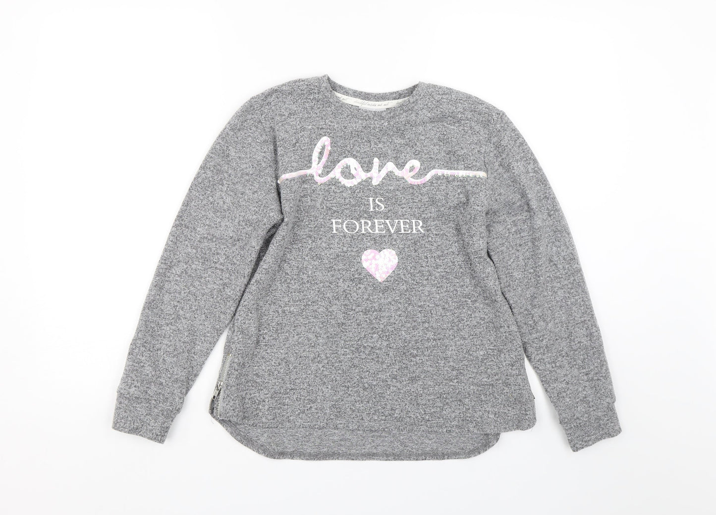 Matalan Girls Grey   Pullover Jumper Size 12 Years  - Love