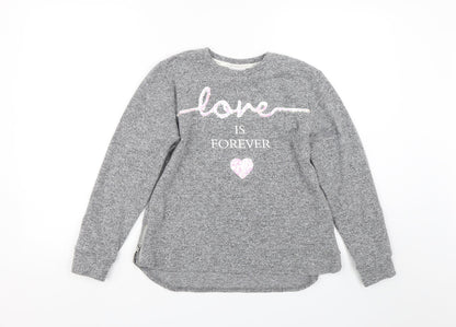 Matalan Girls Grey   Pullover Jumper Size 12 Years  - Love