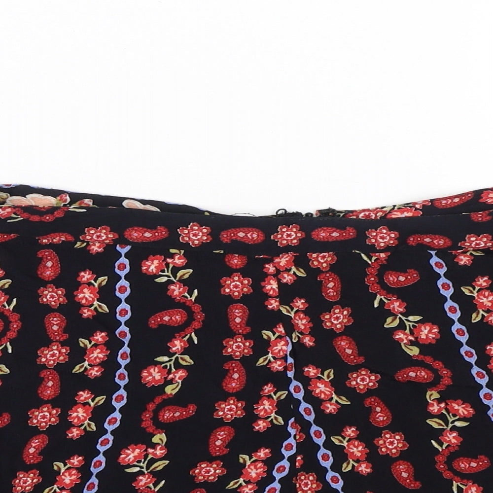 Miss Selfridge Womens Black Paisley  Sweat Shorts Size 10 - Transparent