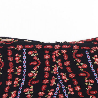 Miss Selfridge Womens Black Paisley  Sweat Shorts Size 10 - Transparent