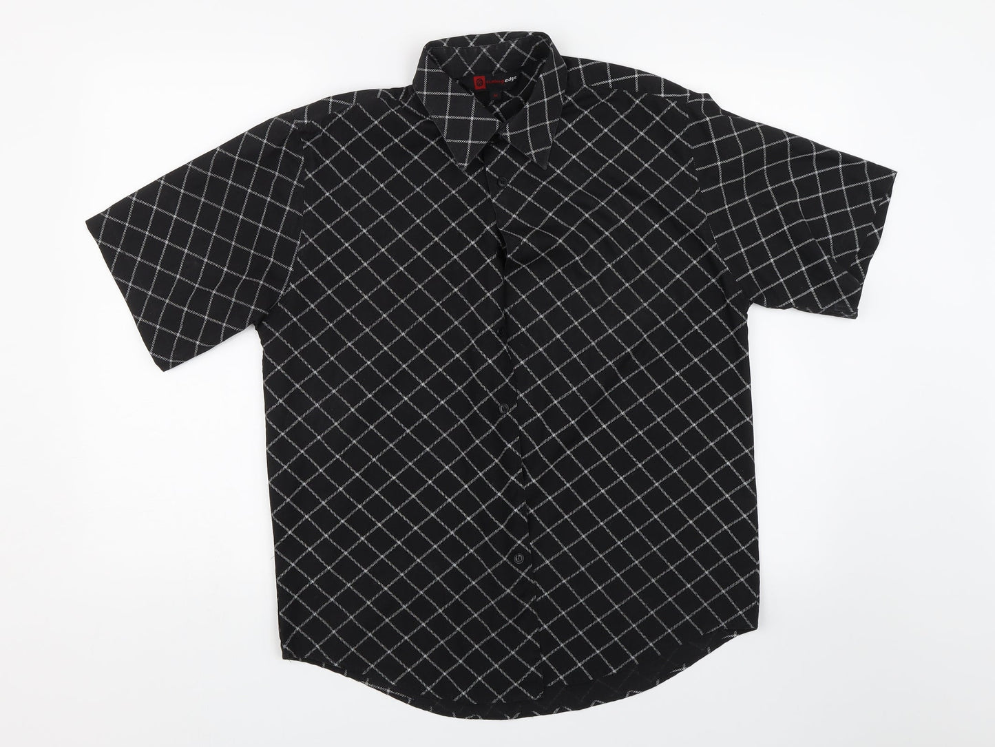 Mens UK Size M Cutting Edge Black  Button-Up Short Sleeve Casual Shirt
