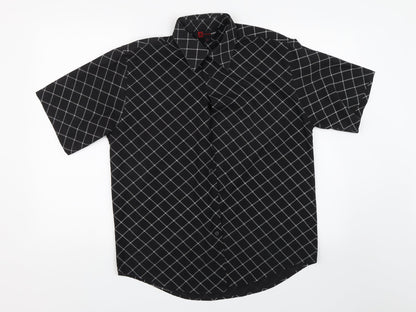 Mens UK Size M Cutting Edge Black  Button-Up Short Sleeve Casual Shirt