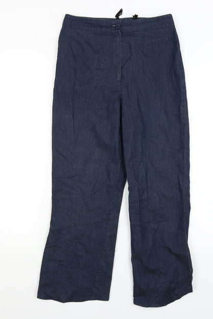 Womens UK Size 10 Preworn Regular Fit Cropped Blue Trousers