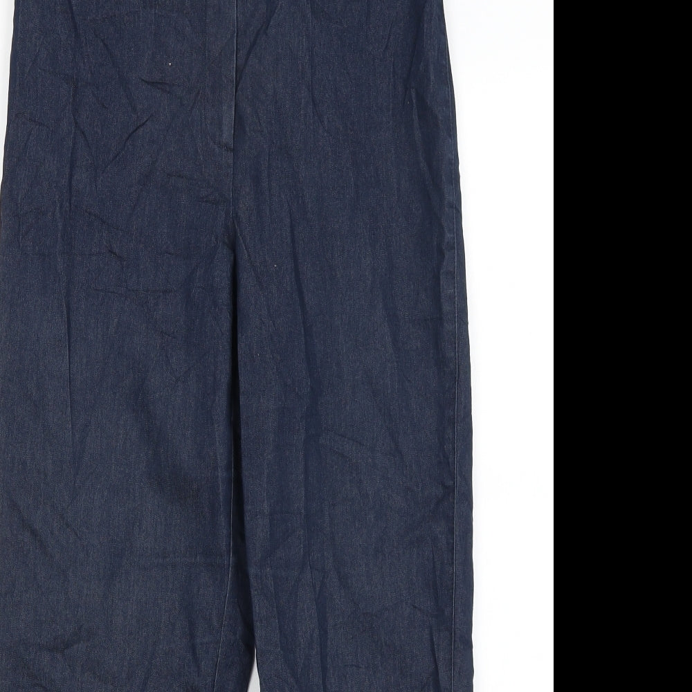 Womens UK Size 10 Preworn Regular Fit Cropped Blue Trousers