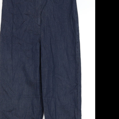 Womens UK Size 10 Preworn Regular Fit Cropped Blue Trousers