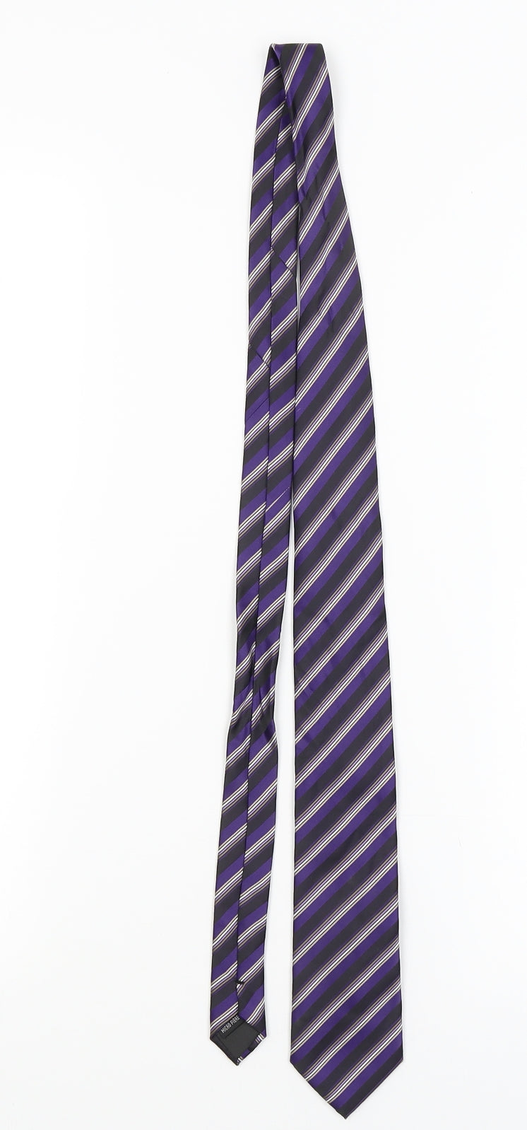 Mens Charlton Gray Purple Striped  Pointed Tie