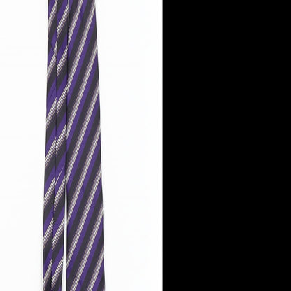 Mens Charlton Gray Purple Striped  Pointed Tie