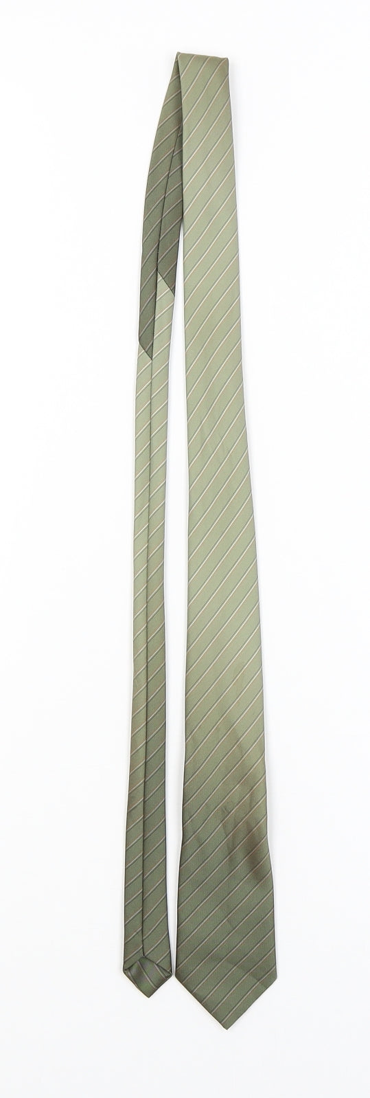 Michael George Mens Green Striped  Pointed Tie One Size