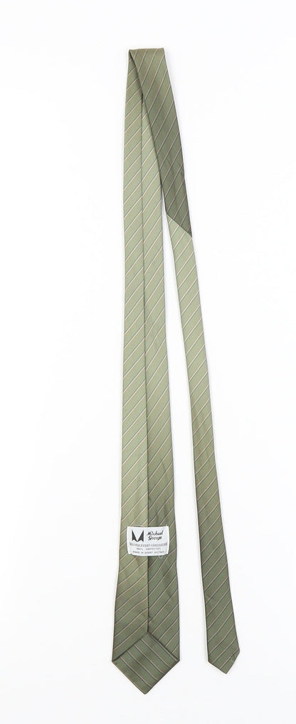 Michael George Mens Green Striped  Pointed Tie One Size