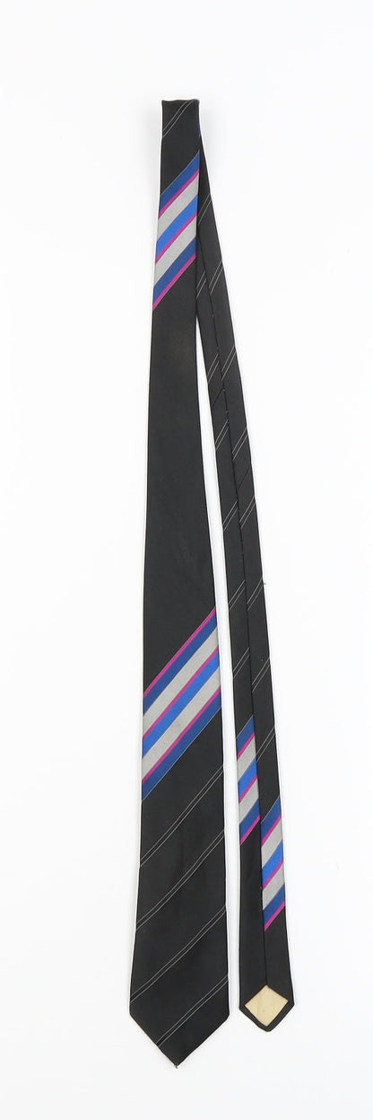 Jose Piscador Mens Black Striped  Pointed Tie One Size