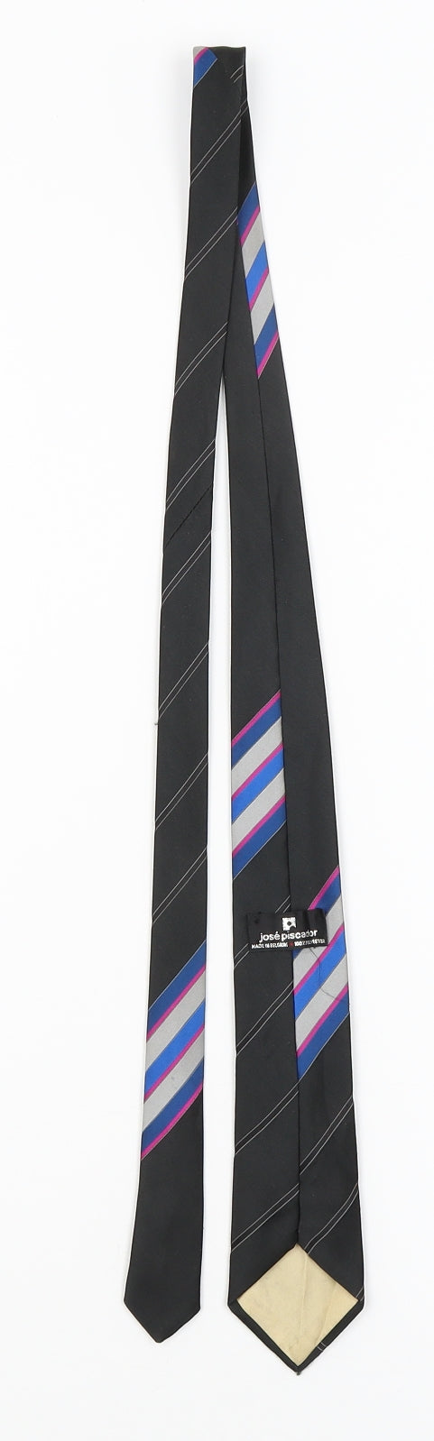 Jose Piscador Mens Black Striped  Pointed Tie One Size