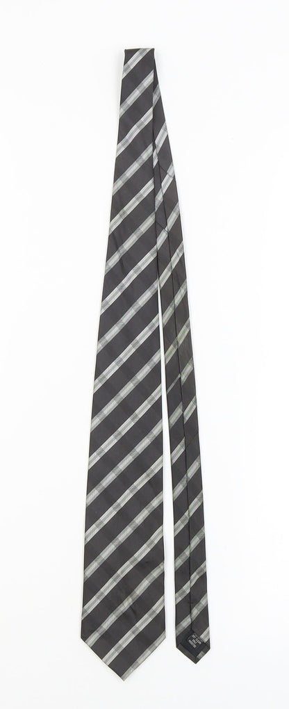 Preworn Mens Black Striped  Pointed Tie One Size