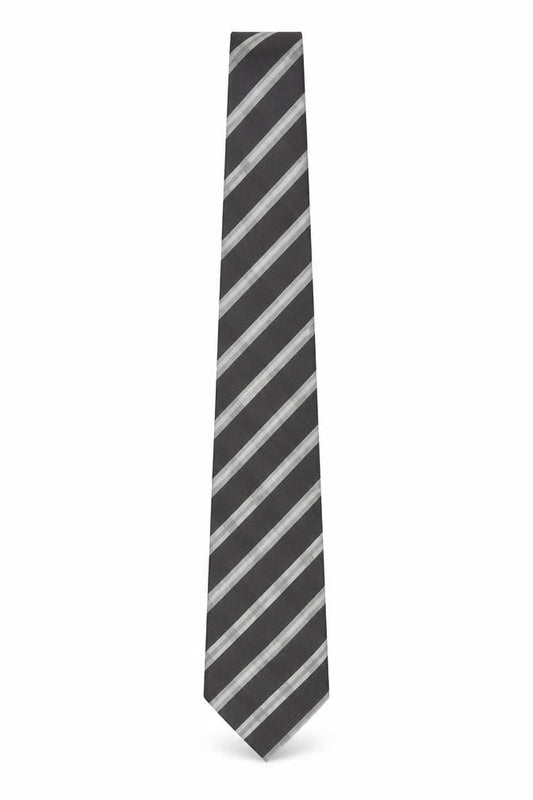 Mens Preworn Black Striped  Pointed Tie