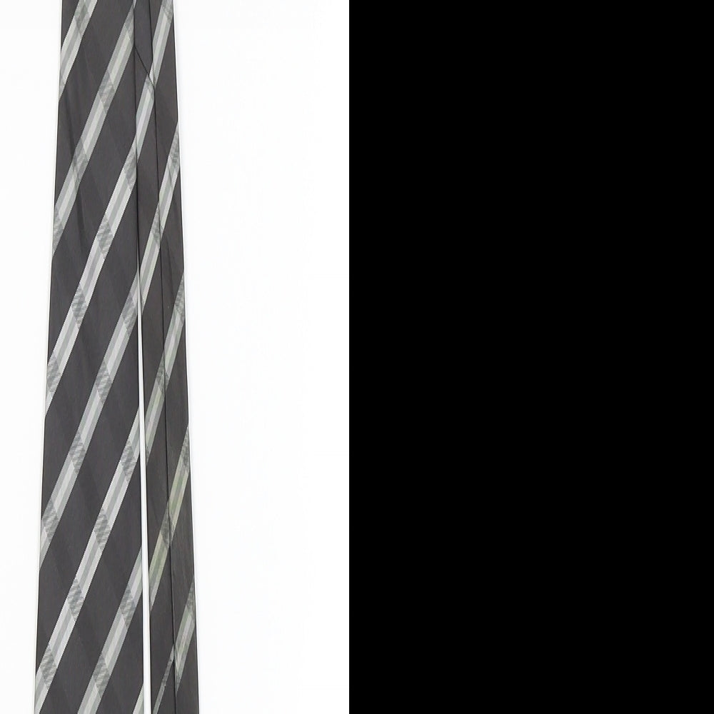 Preworn Mens Black Striped  Pointed Tie One Size