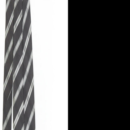 Preworn Mens Black Striped  Pointed Tie One Size
