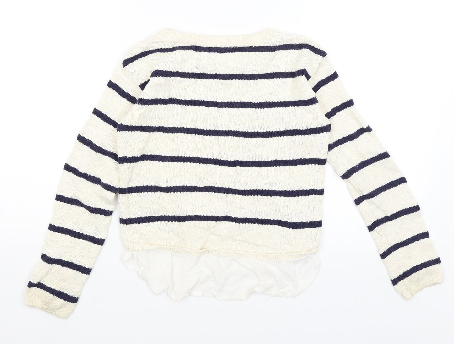 H&M Girls Ivory Striped  Pullover Jumper Size 9-10 Years