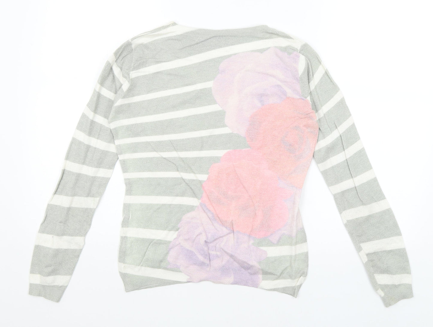 Passione Womens Green Striped  Pullover Jumper Size S