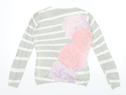 Passione Womens Green Striped  Pullover Jumper Size S