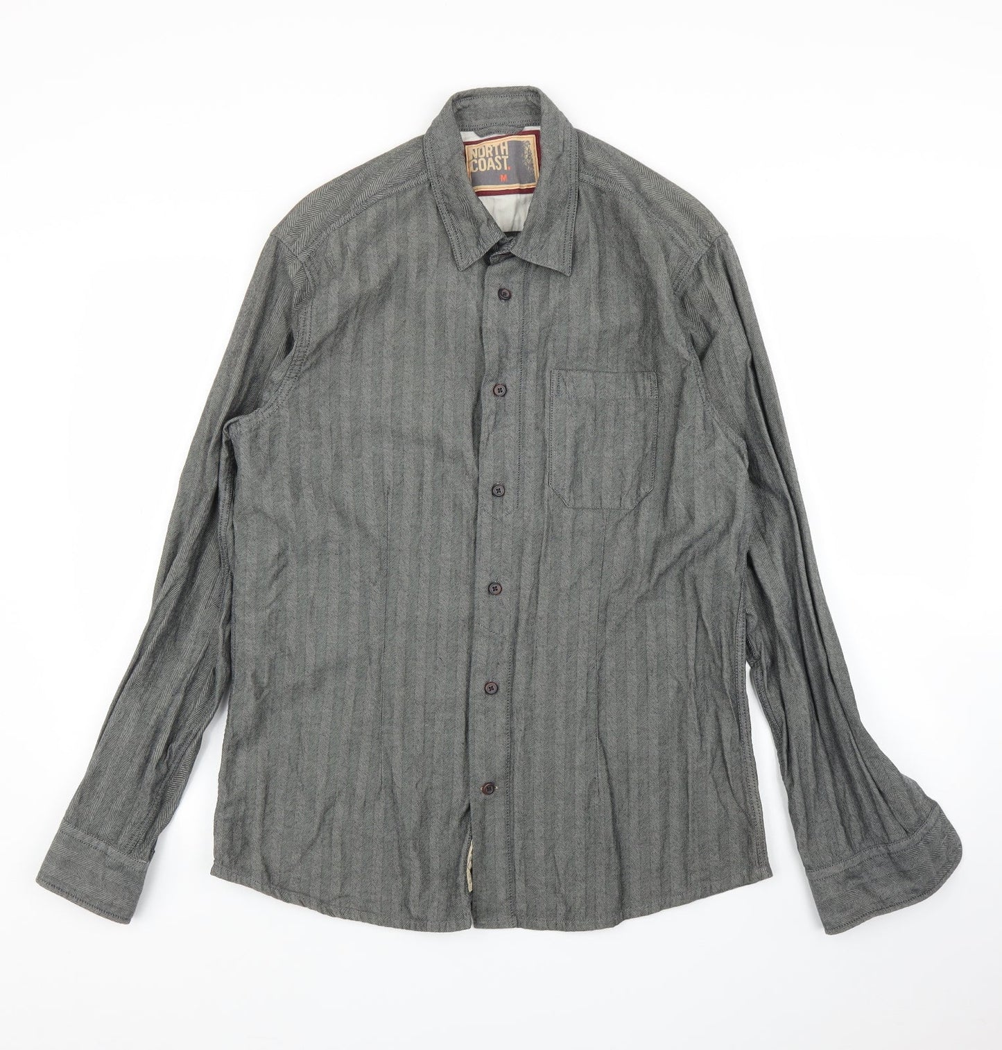 Mens UK Size M M&S Grey  Button-Up Long Sleeve Casual Shirt