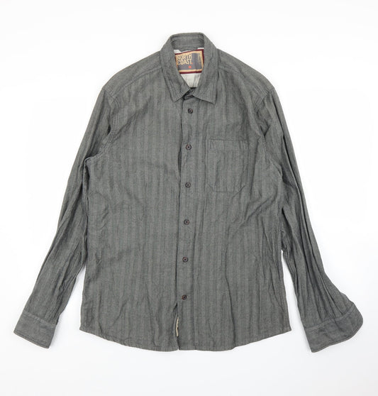 Mens UK Size M M&S Grey  Button-Up Long Sleeve Casual Shirt