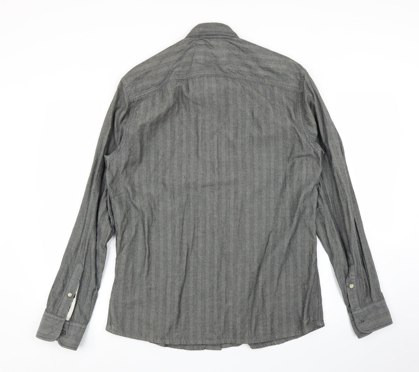 Mens UK Size M M&S Grey  Button-Up Long Sleeve Casual Shirt