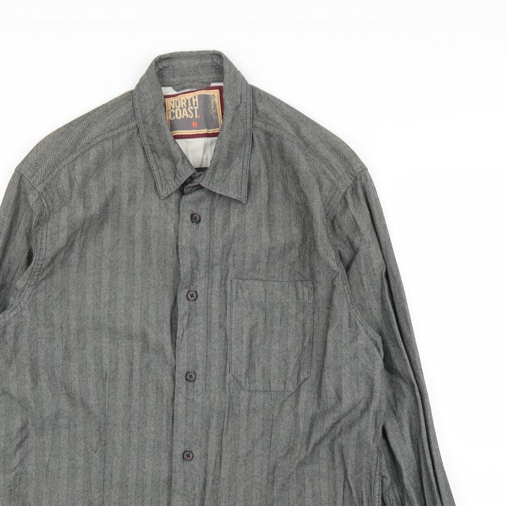 Mens UK Size M M&S Grey  Button-Up Long Sleeve Casual Shirt