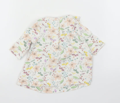 Mini Club Girls Beige Floral  Basic Blouse Size 0-3 Months