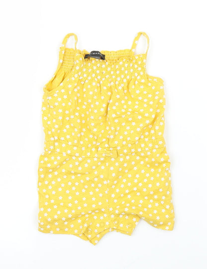 Primark Girls Yellow Floral  Romper One-Piece Size 6-9 Months