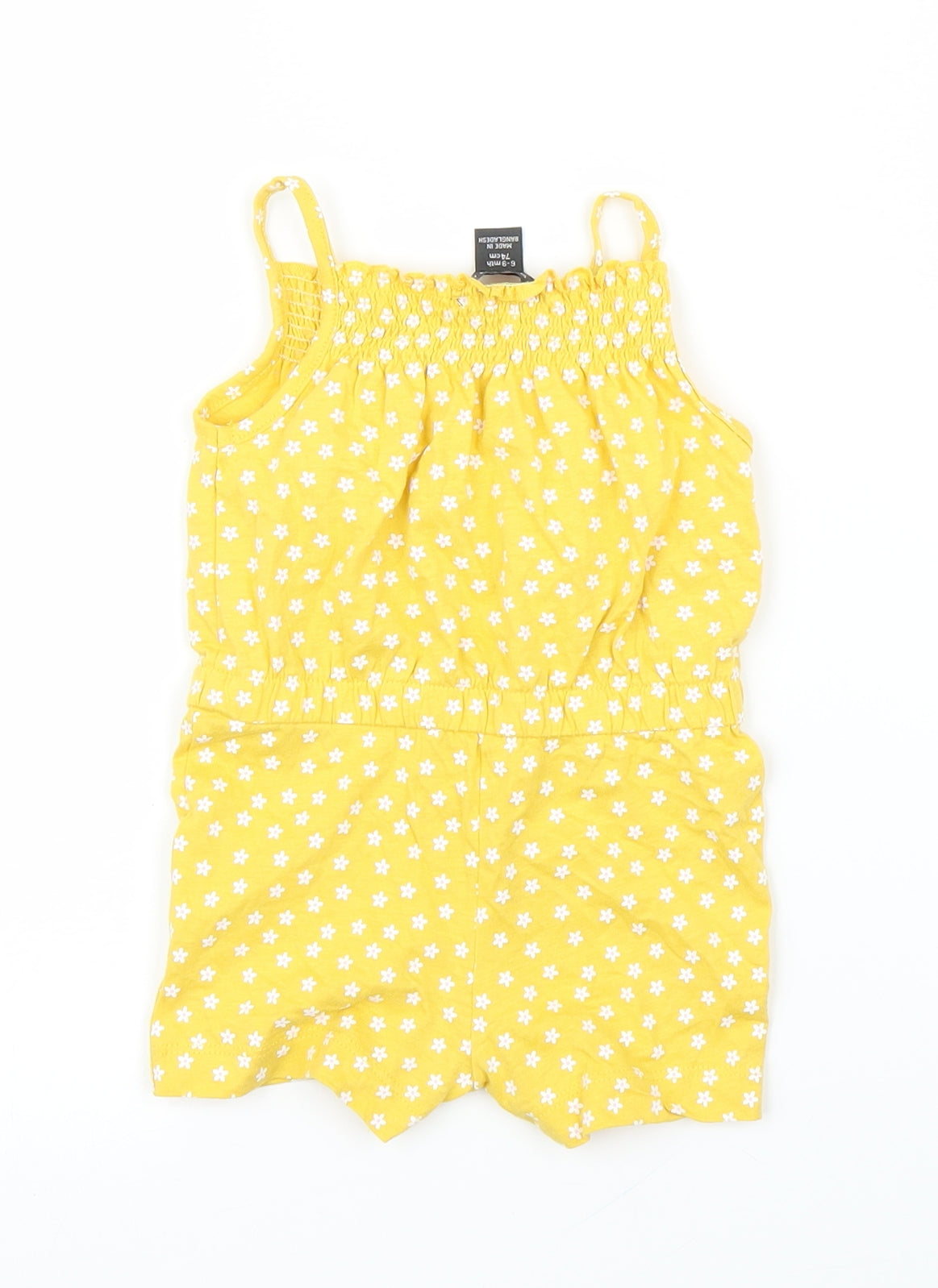 Primark Girls Yellow Floral  Romper One-Piece Size 6-9 Months