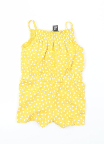 Primark Girls Yellow Floral  Romper One-Piece Size 6-9 Months