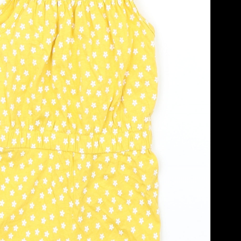 Primark Girls Yellow Floral  Romper One-Piece Size 6-9 Months