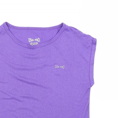 USA Pro Girls Purple   Basic T-Shirt Size 9-10 Years